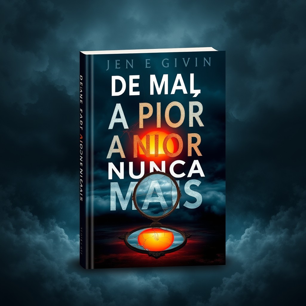 A book cover design featuring the title 'DE MAL A PIOR NUNCA MAIS' in bold, striking typography