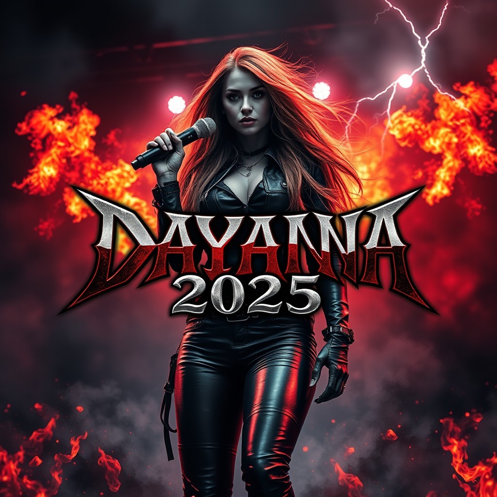 A dark and energetic metal music composition titled 'DAYANA 2023', featuring heavy guitar riffs, powerful drum beats, and intense vocals