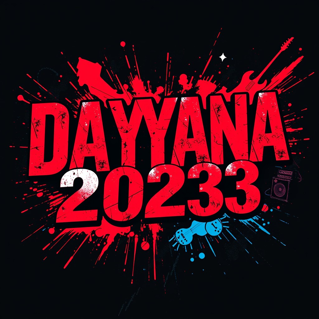 A vibrant and eye-catching rock music text design featuring the phrase 'DAYANA 2023'