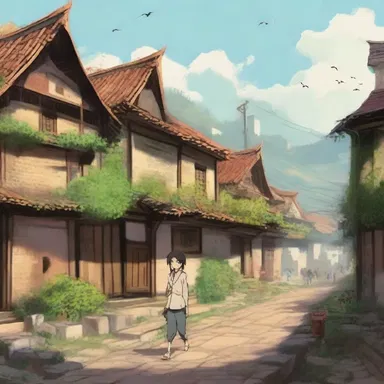 In the novel, the protagonist retreats to an arcadian village to escape the pressures of city life.