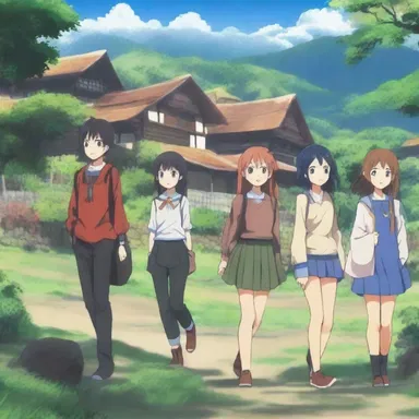 The anime series depicts a group of teenagers finding solace in an arcadian village hidden deep in the mountains.