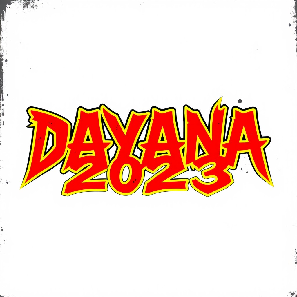 The text "DAYANA 2023" designed in a rock band style, featuring bold, aggressive lettering that embodies the spirit of rock music