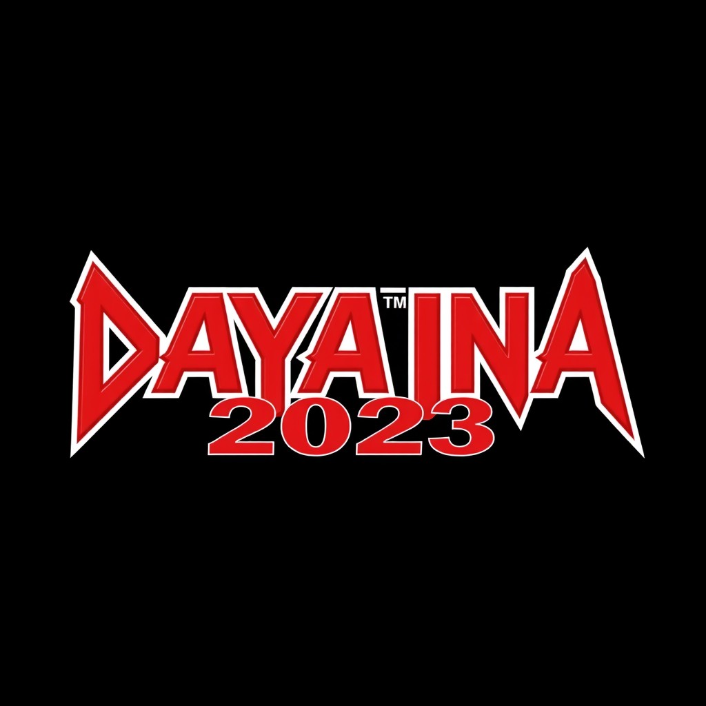 A striking text design featuring the phrase 'DAYANA 2023' in a classic heavy metal band style