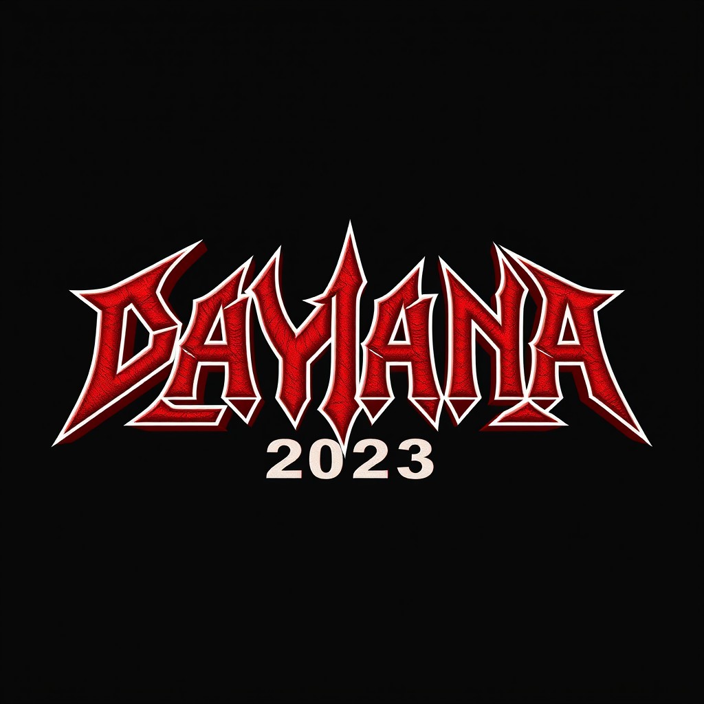 The text 'DAYANA 2023' designed in an elegant metal band style featuring bold, sharp letters