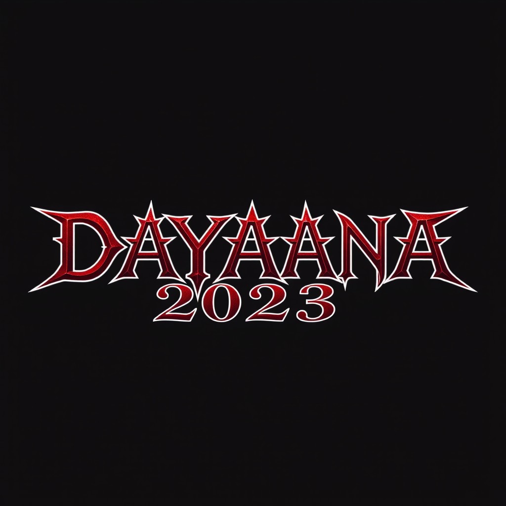 The text 'DAYANA 2023' crafted in an elegant metal band style with a mysterious twist