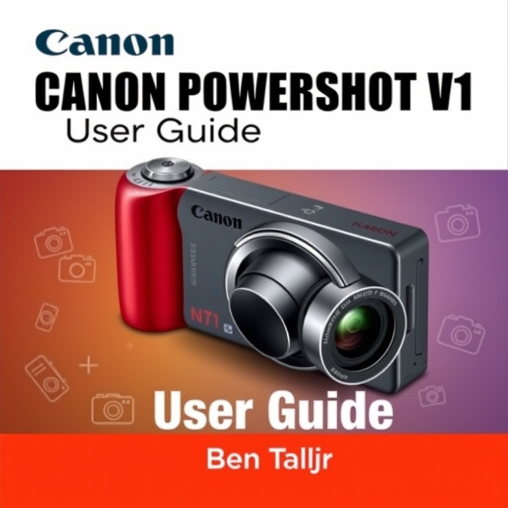 A professional and eye-catching cover design for the user guide titled 'Canon PowerShot V1 User Guide' by Ben Taylor