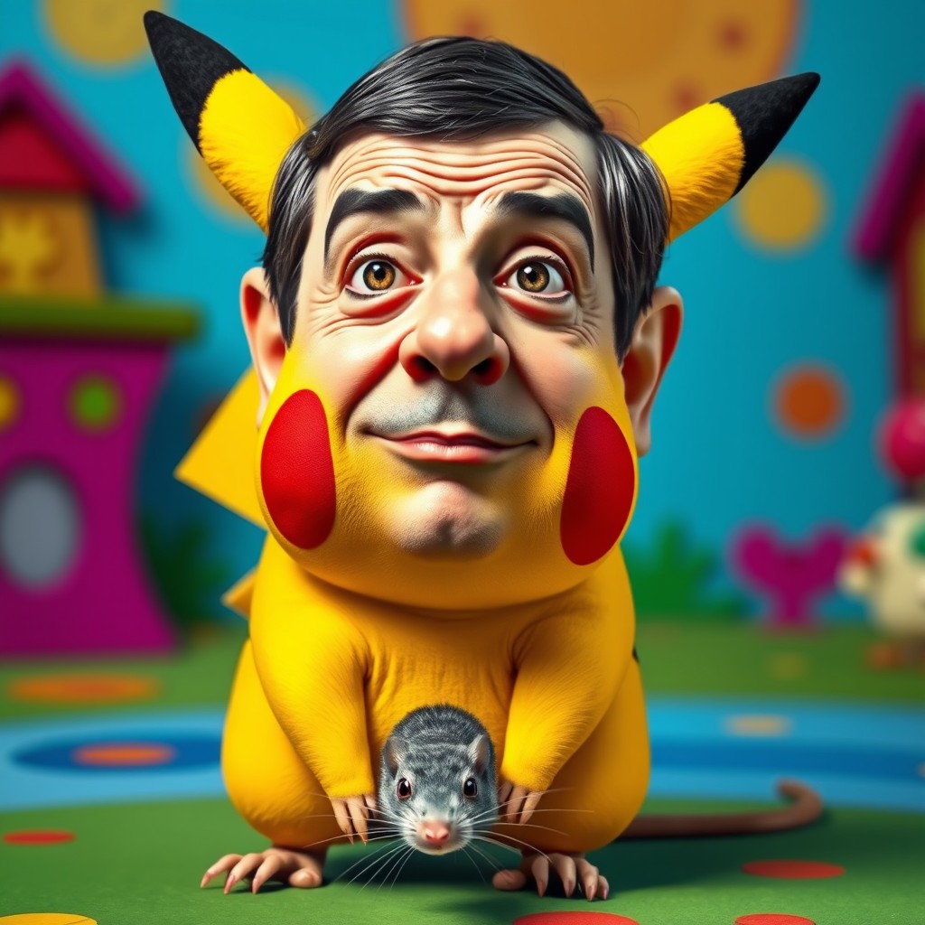 A whimsical and surreal character blending elements from different sources: a realistic depiction of Mr