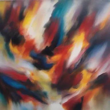 The artist's abstract painting depicted the archaean period with a combination of vibrant colors and chaotic brushstrokes, creating a sense of the tumultuous early Earth.