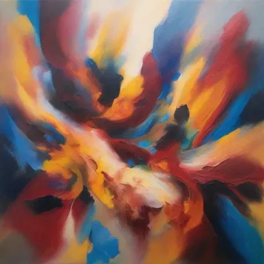 The artist's abstract painting depicted the archaean period with a combination of vibrant colors and chaotic brushstrokes, creating a sense of the tumultuous early Earth.