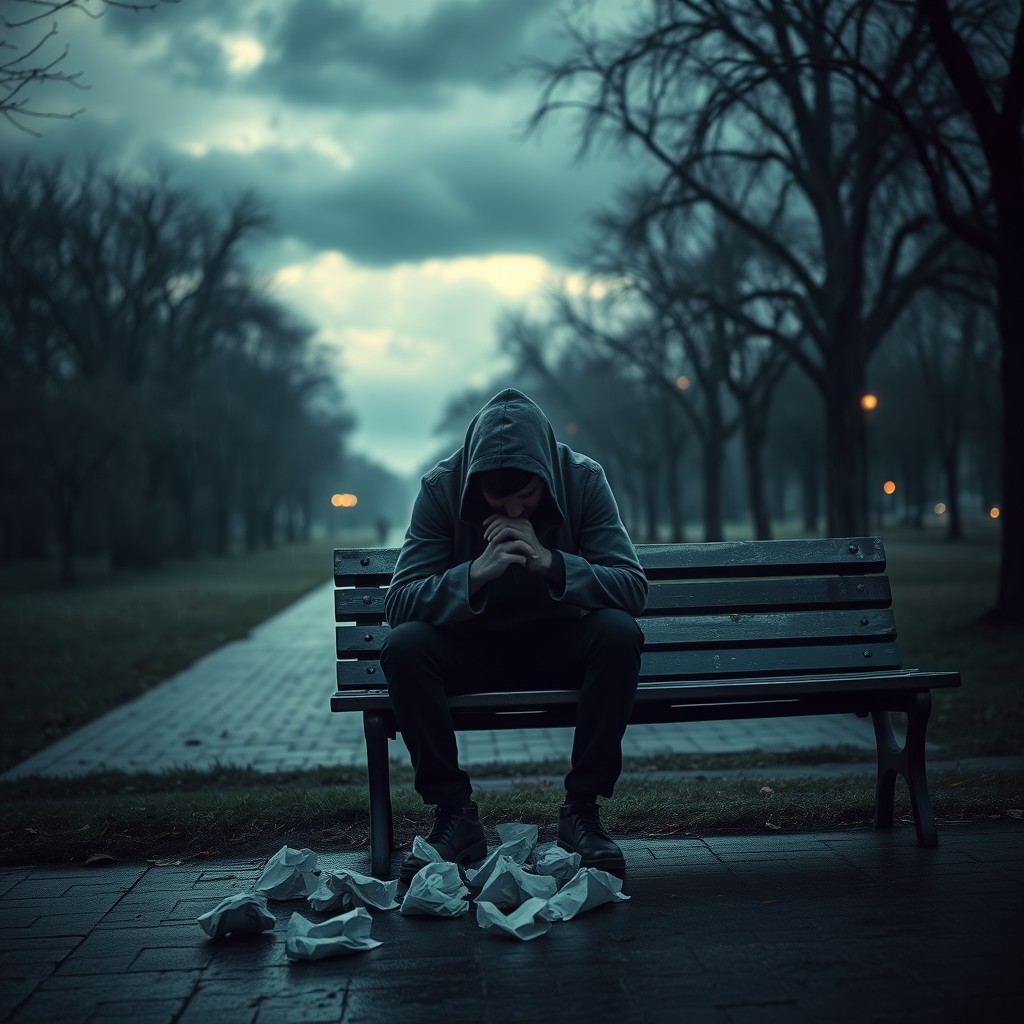 A deeply emotional and poignant scene capturing the essence of sadness and heartbreak