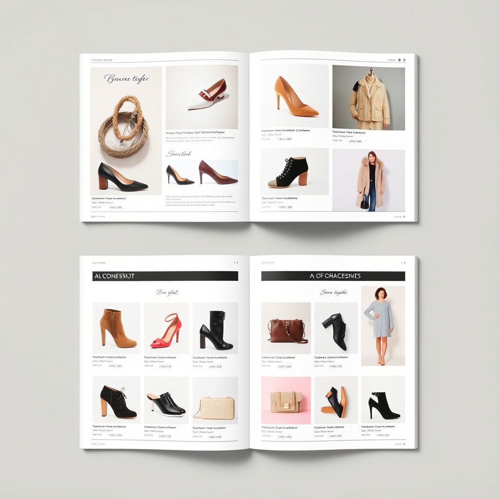 A visually appealing and organized catalog layout showcasing a variety of products