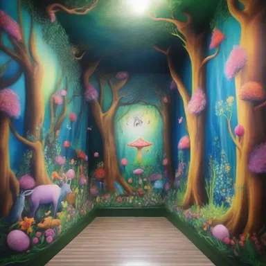 The artist meticulously painted the walls of the enchanted forest with vibrant colors and mystical creatures to archaise the ethereal atmosphere of the fantasy world.
