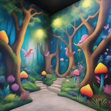 The artist meticulously painted the walls of the enchanted forest with vibrant colors and mystical creatures to archaise the ethereal atmosphere of the fantasy world.