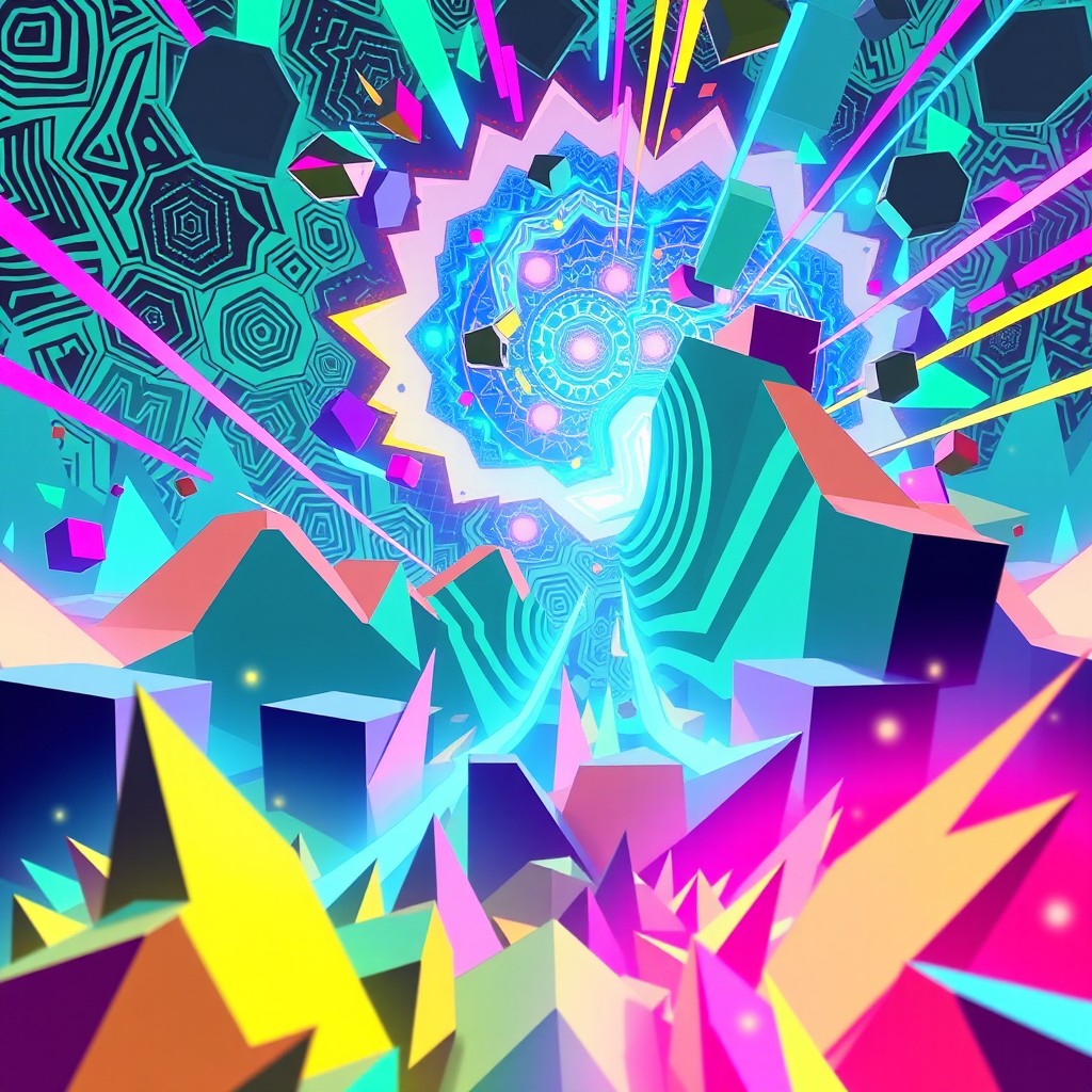 A captivating digital artwork inspired by 'Geometry Dash', specifically focusing on the 'Sonic Wave' level