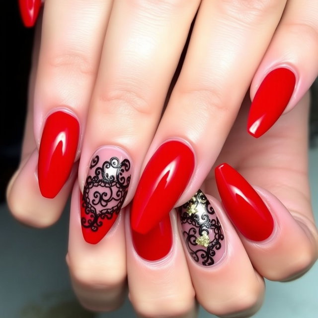 A stunning nail design for an 18-year-old girl's birthday that embodies elegance, sexiness, and chic style