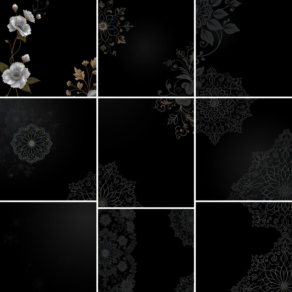 A collection of beautifully designed black backgrounds that feature elegant patterns and textures