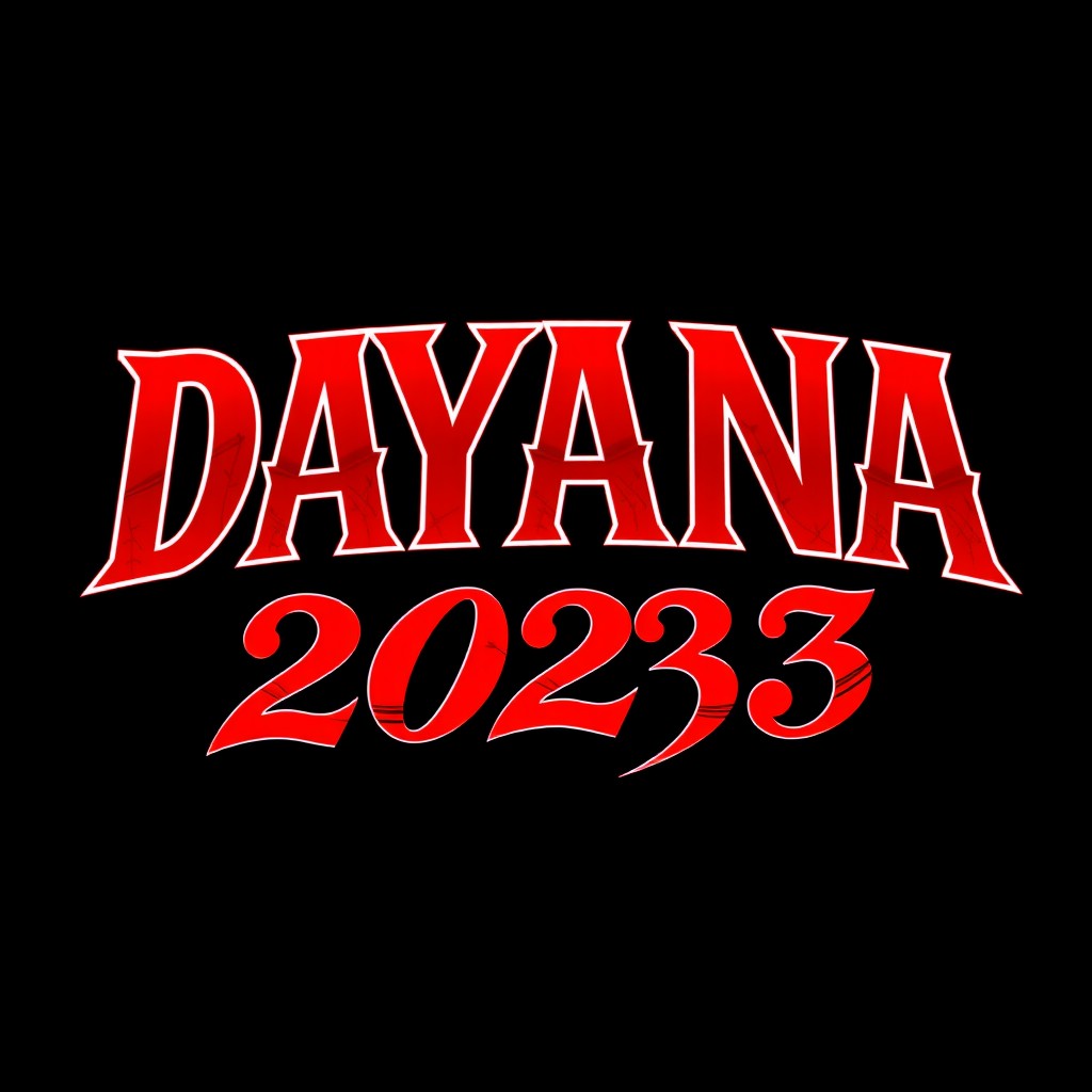 An elegant and stylish text design featuring the words "DAYANA 2023" in a rock and roll style