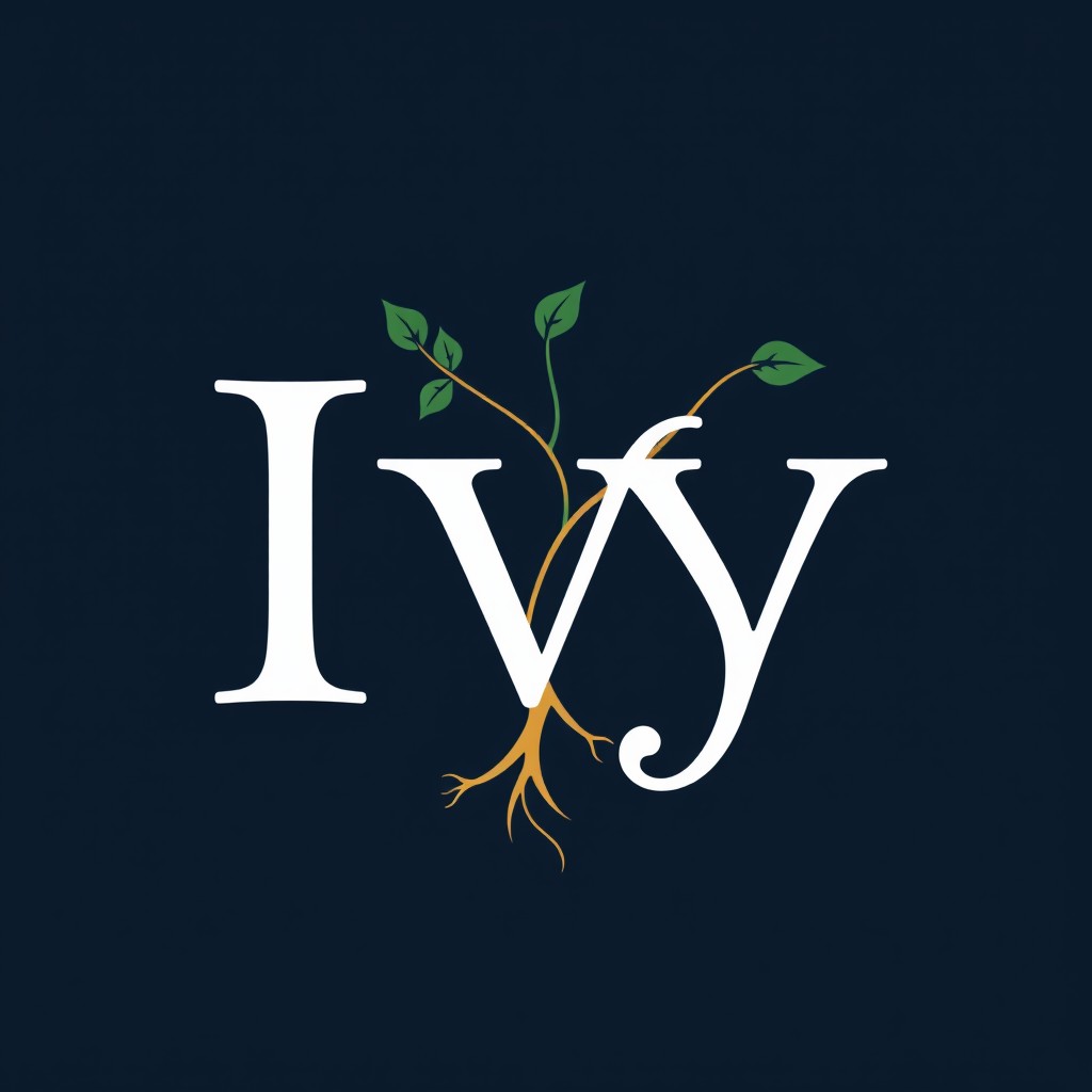 A logo design for the rapper IVY, symbolizing the meanings associated with her name, which means ivy in English, a plant known for its resilience and ability to cling firmly to surfaces