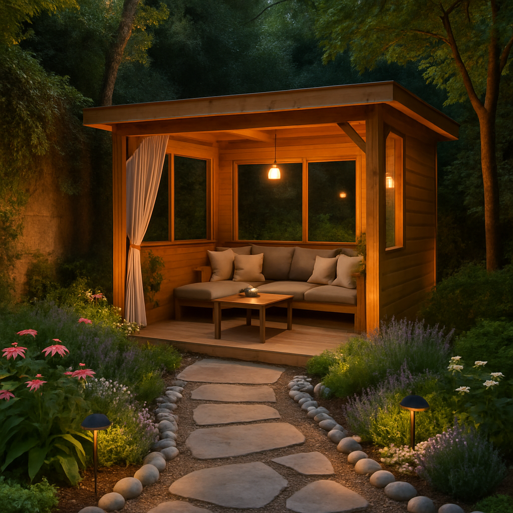 Tidy the space realistic way create a wooden cabana
