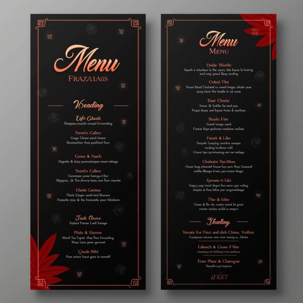 An elegant Italian restaurant menu themed with a minimalistic approach