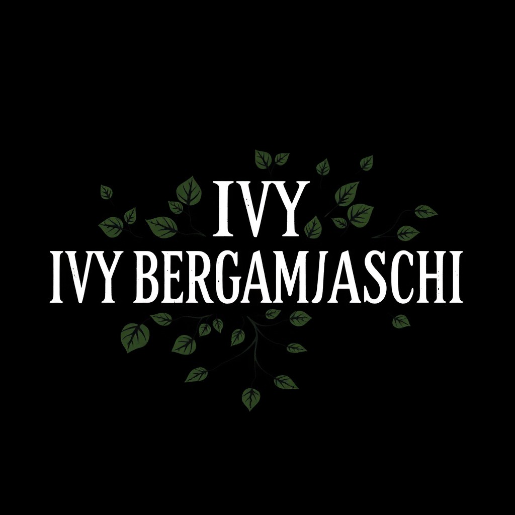 A logo design for the rapper IVY BERGAMASCHI, inspired by the ivy plant, symbolizing resilience, strength, loyalty, and sensitivity