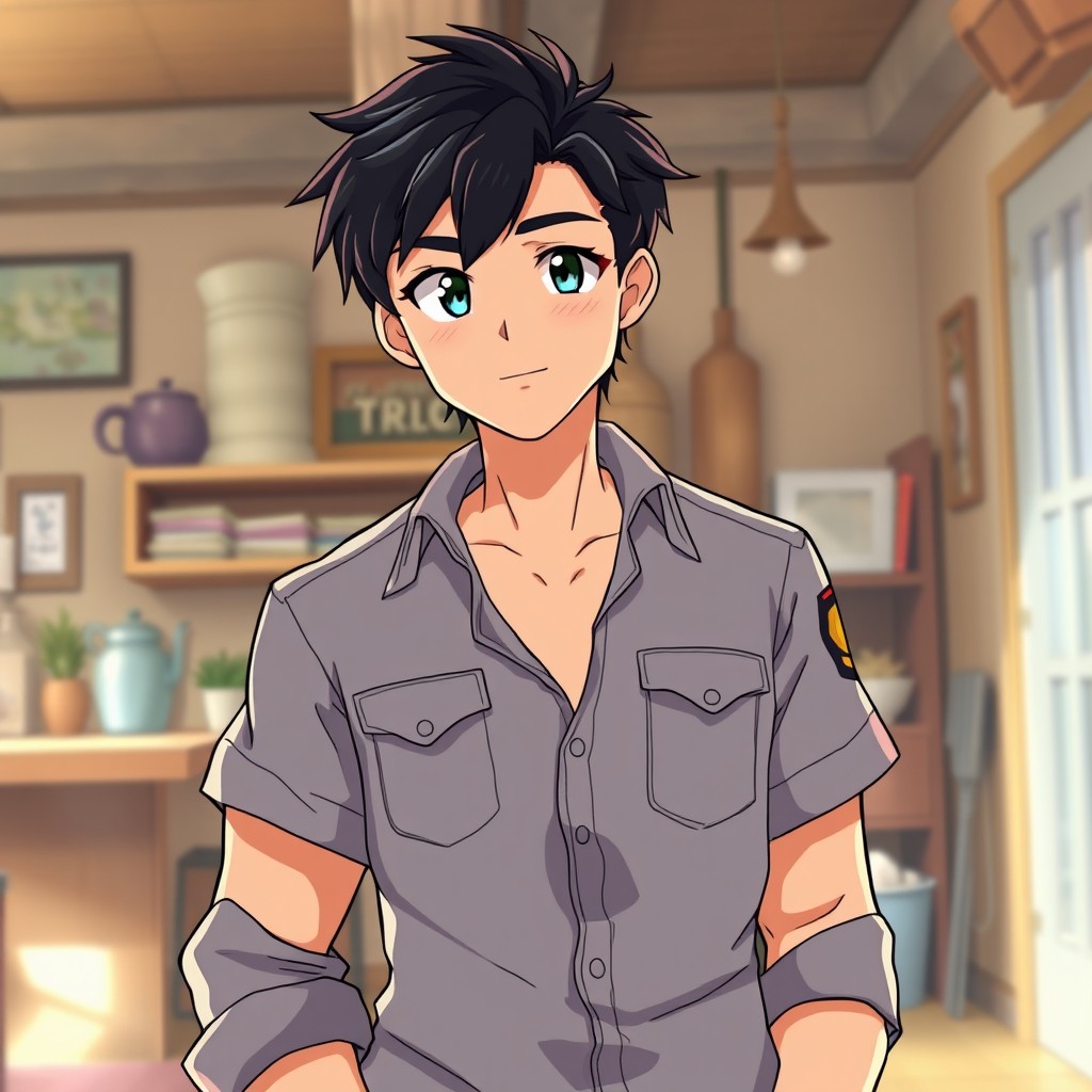 Charlie Swan depicted as an anime character, featuring a rugged but gentle appearance