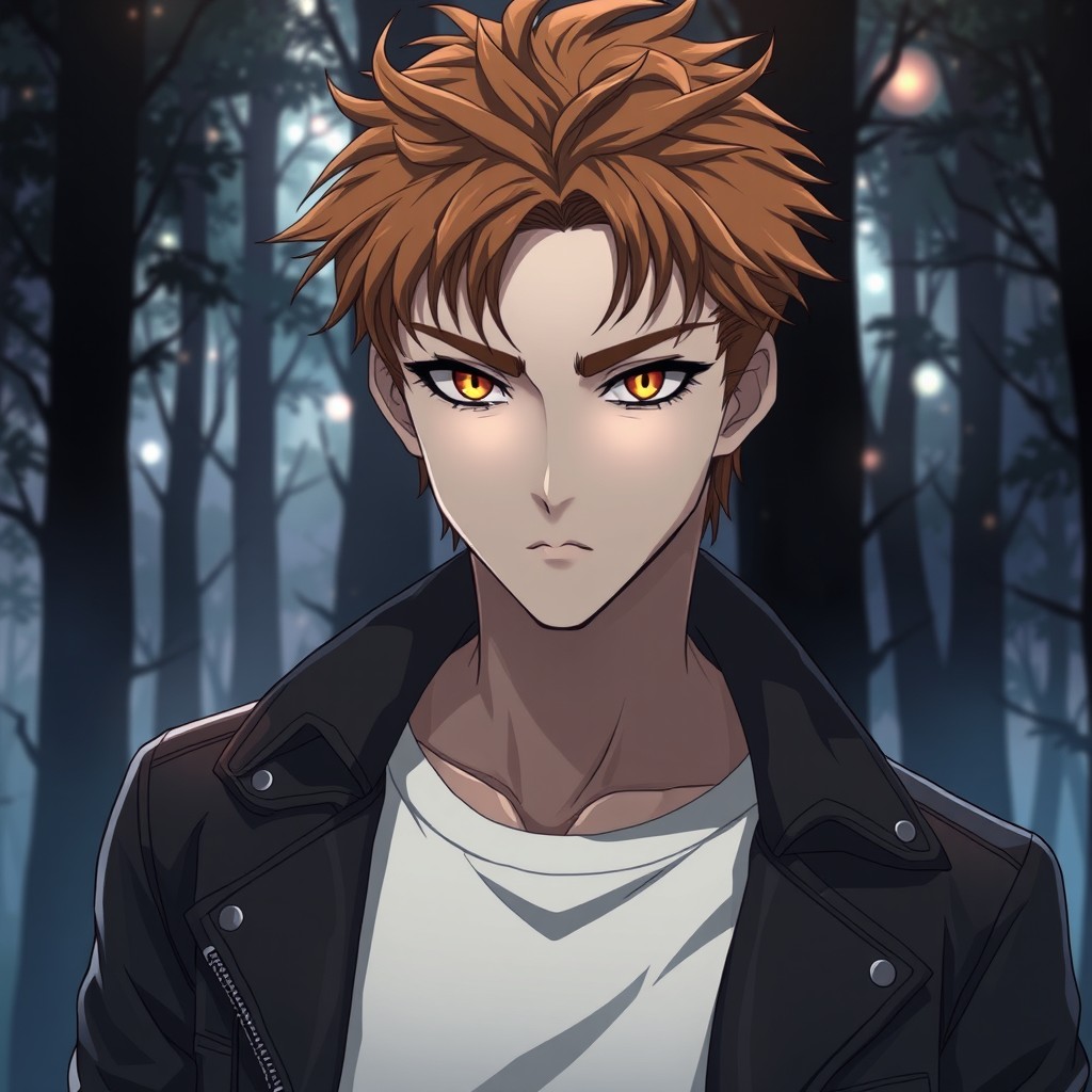 Edward Cullen portrayed as an anime character, featuring his signature pale skin and tousled bronze hair