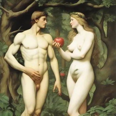 In their archness, Adam and Eve playfully teased each other with stolen glances and subtle gestures of affection.