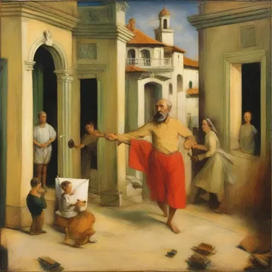 The artist's archness was evident in his painting, where he ingeniously employed playful and mischievous elements throughout the composition.