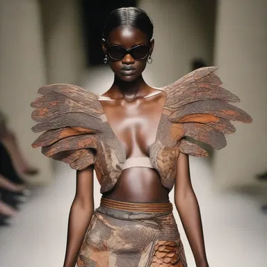 The fashion designer showcased a collection inspired by archosaurian patterns and textures.