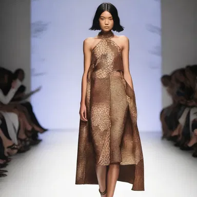 The fashion designer showcased a collection inspired by archosaurian patterns and textures.