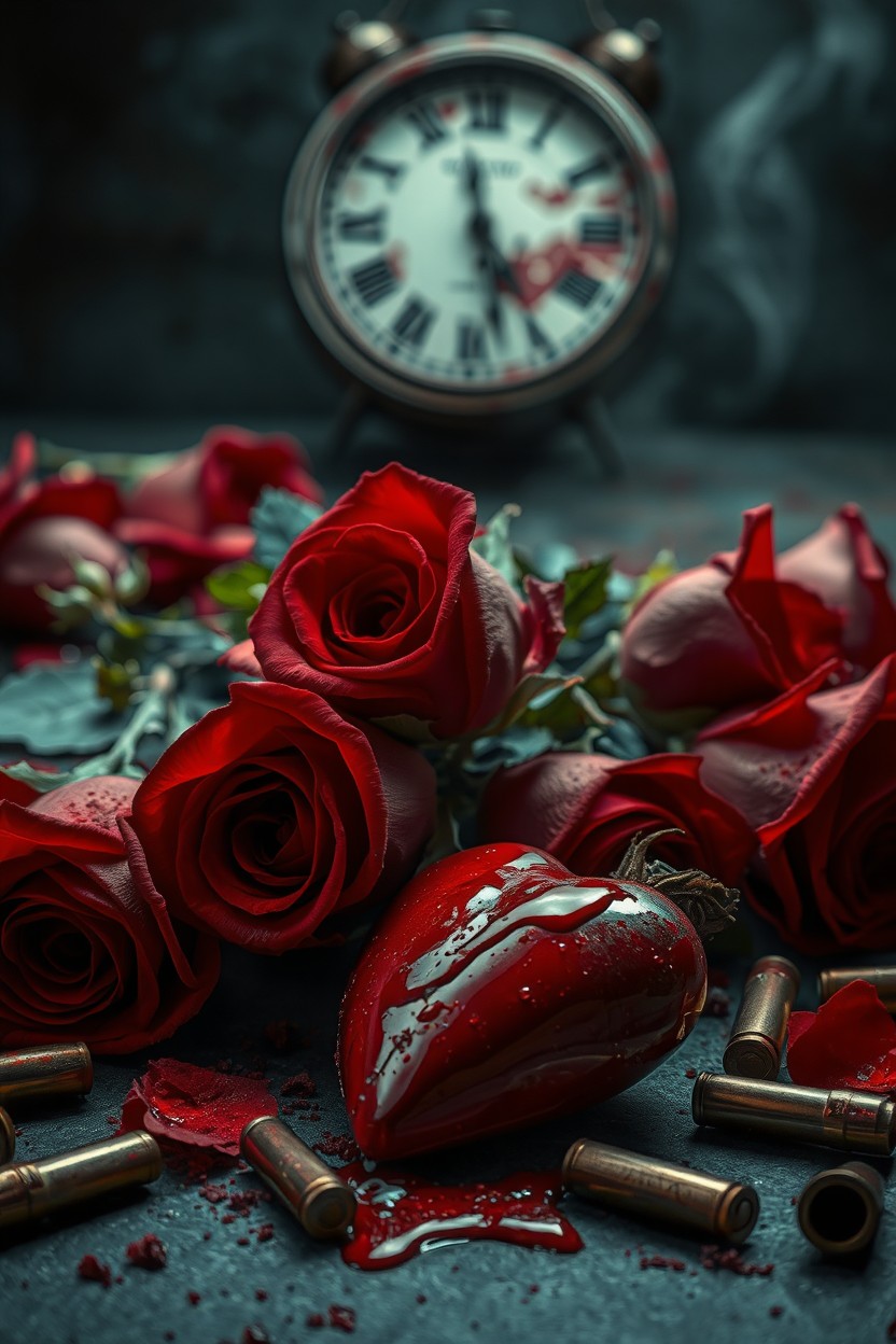 Heartbreak and Violence: A Dramatic Composition of Red Roses and Bullet ...