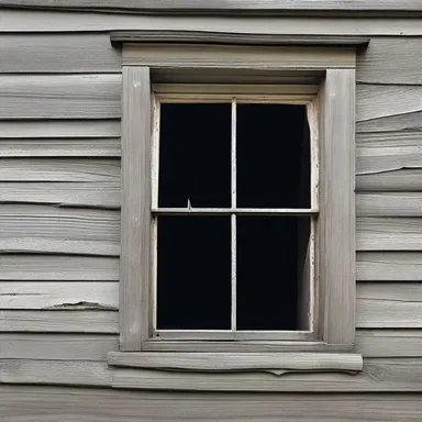 The old abandoned house had an arciform attic window, giving an eerie and ominous appearance.