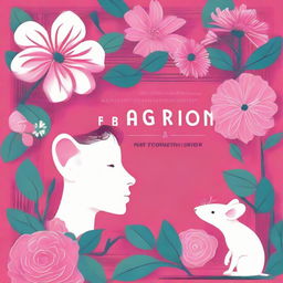 A captivating book cover design, showcasing a boy and a white mouse exchanging glances on a bold pink flower, set against a maze-like background. The title 'Flowers for Algernon' is inscribed at the top