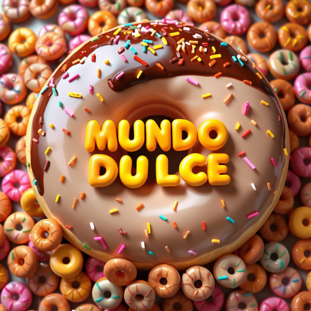 A giant donut covered in chocolate and adorned with a vibrant array of sprinkles in multiple colors, surrounded by numerous mini donuts creating a charming and delightful pastry scene