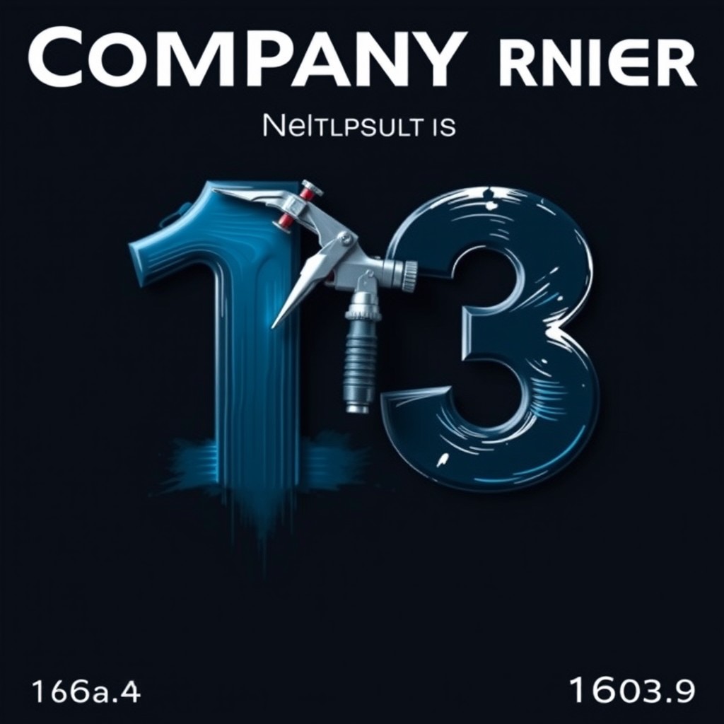 A company banner for a painting business, prominently featuring the number 13 in a bold and visible manner