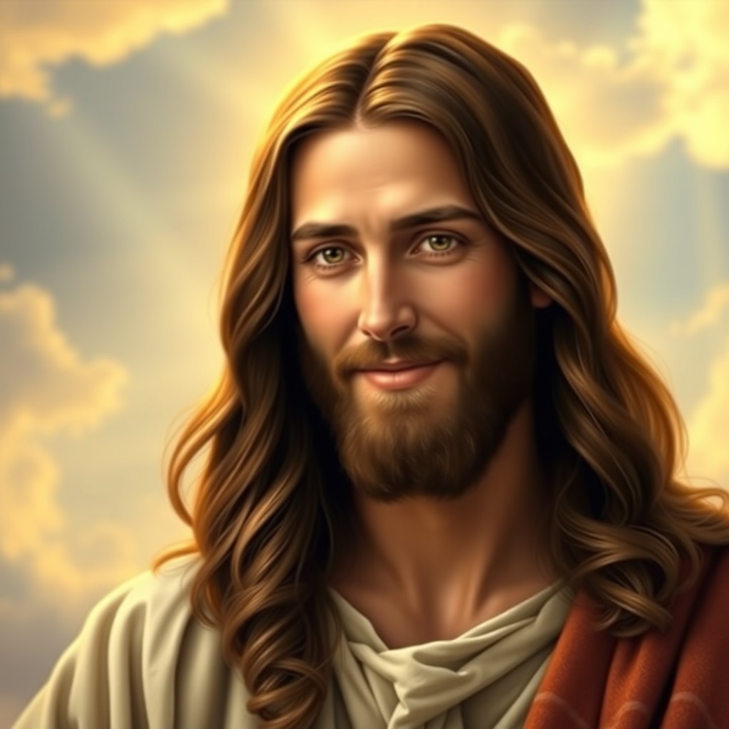 A stunning portrait of Lord Jesus Christ, depicted with soft, glowing light illuminating His face and serene expression