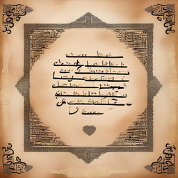 A vintage parchment showcasing various Arabic love quotes, written in elegant, flowing Arabic calligraphy against an ornate, textured backdrop.