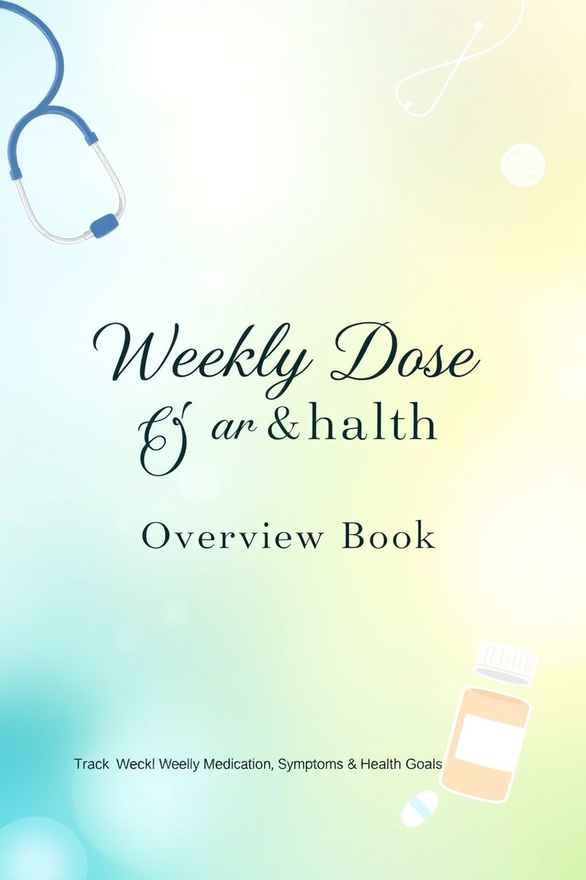 A visually appealing cover page for a health overview book titled 'Weekly Dose & Health Overview Book'
