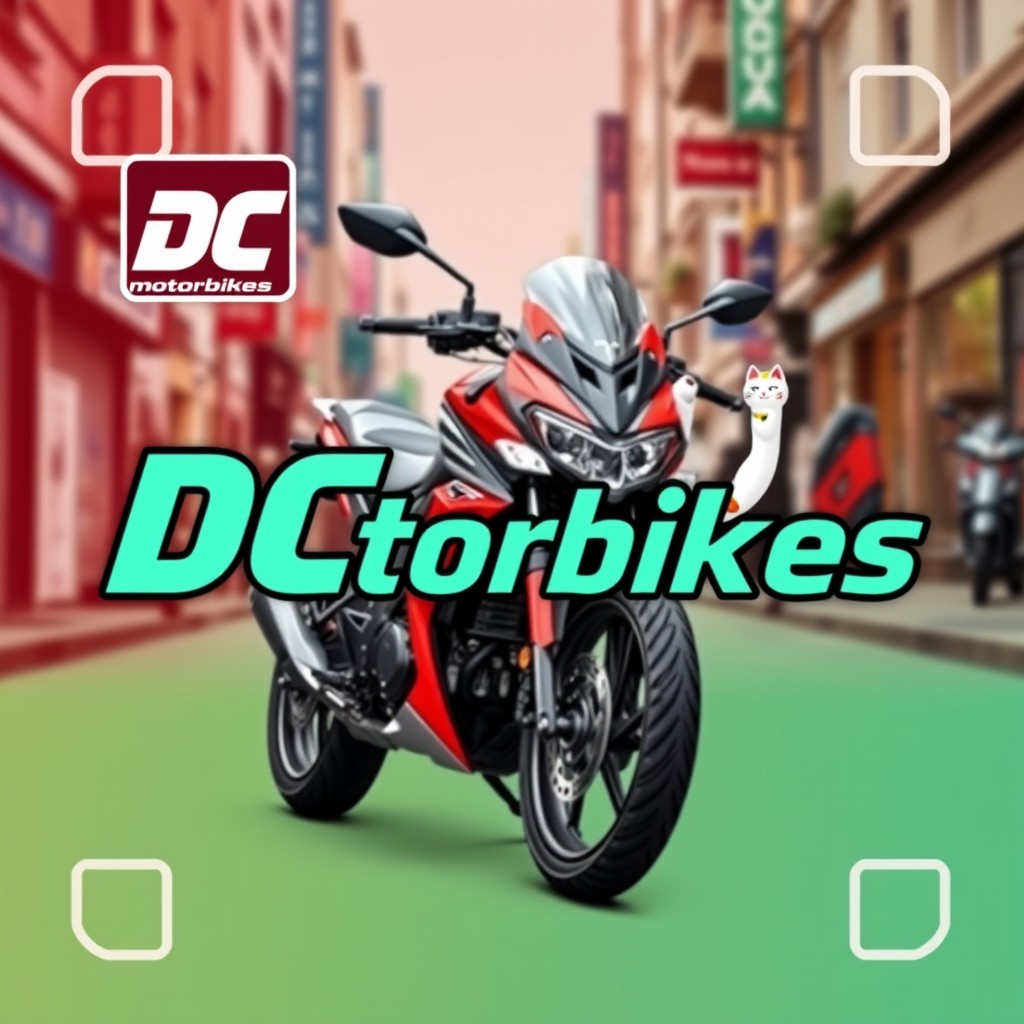 A vibrant and eye-catching QR payment image featuring a stylish motorbike prominently displayed at the center
