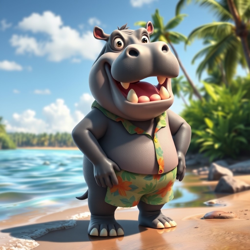 A whimsical and imaginative hybrid creature that is a combination of a hippo and a human