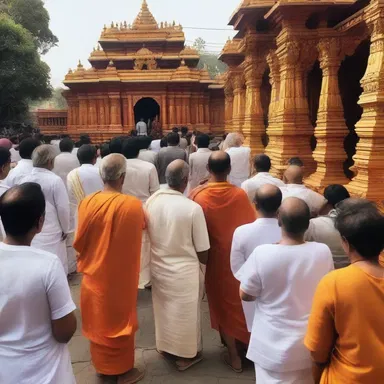 The ardent devotees stood for hours in line to pay their respects at the temple.