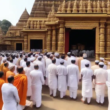 The ardent devotees stood for hours in line to pay their respects at the temple.