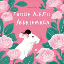 An engaging book cover, where a boy and a white mouse intimately connect on a stunning pink flower, all contrasted by a maze-like white background. The English title 'Flowers for Algernon' is emblazoned at the top.