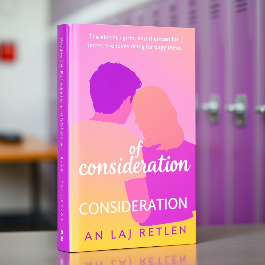 A romantic book cover design featuring a vibrant composition dominated by shades of purple and yellow
