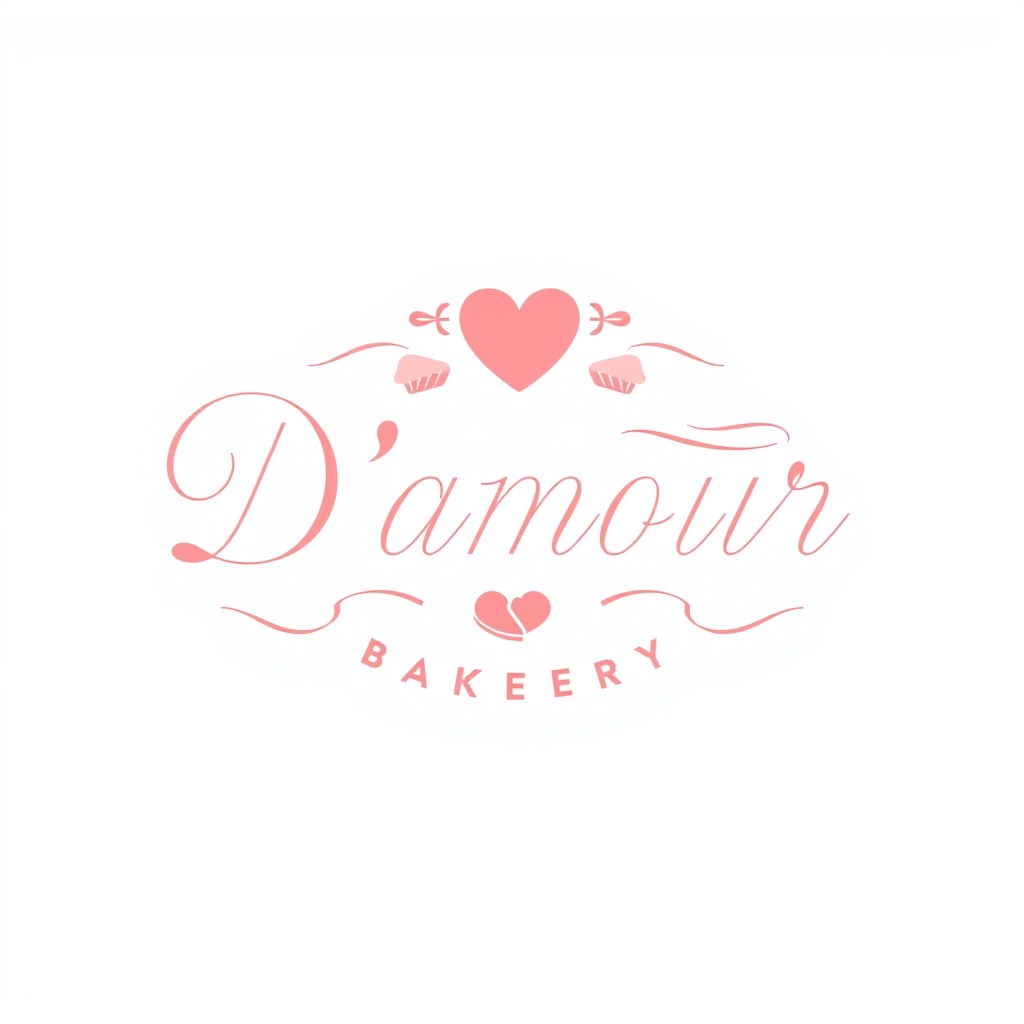 A bakery logo for 'D'amour', featuring elegant typography, showcasing the name in a stylish, romantic script