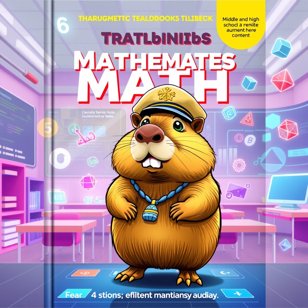 A vibrant and engaging book cover for a mathematics textbook featuring augmented reality content