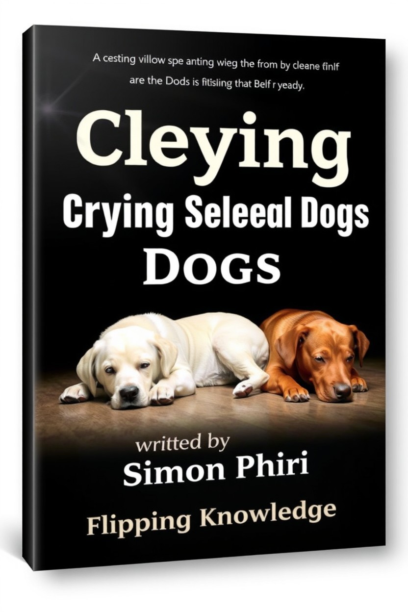 A visually engaging book cover design featuring three dogs - a white dog, a black dog, and a brown dog - lying comfortably on the ground
