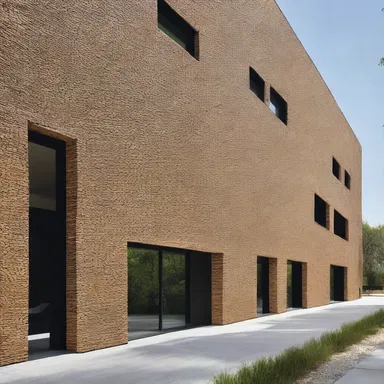 The architect chose to use argillaceous materials for the exterior facade of the building, giving it a natural and organic look.
