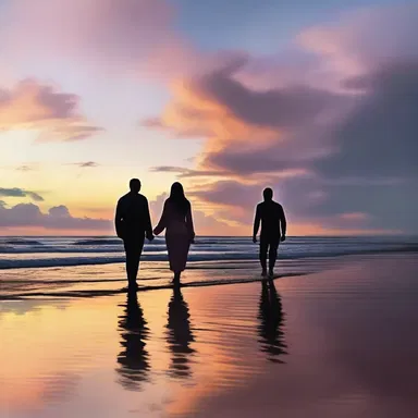 They strolled hand in hand on the argillaceous beach, admiring the beautiful sunset painting the sky with shades of pink and orange.